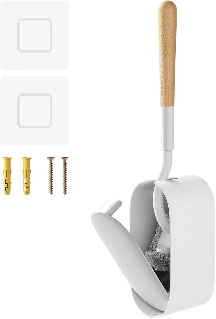 Toilet Cleaner Brush, Diveotree Toilet Brush and Holder for Dead Corner Cleaning, Wall Mounted Toilet Bowl Brush for Bathroom Decor, Toilet Scrubber Brush for Home/Hotel (White, Round-1pack)
