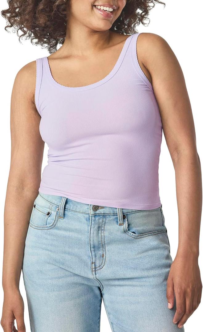 florence by mills Women's Sweet Solstice Ribbed Tank Top (Medium, Purple Haze)