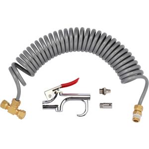 AIRTOON Heavy Duty Truck Air Seat Blow Gun Kit, Lever Air Blow Gun with 2 Nozzle Tips, 1/4 Inch NPT X 11.5 Feet Nylon Coil Air Hose. Air Duster Blow Gun, Dust Cleaner with Nozzles