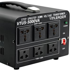 Yinleader 5000W Voltage Converter Transformer Step Up 110V-120V to220V-240V or Step Down 220V to 110V AC Power Converter w/US Standard Power Cord,Circuit Breaker Protection