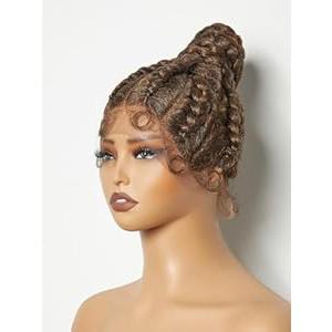 GORGIUS Brown Braided Updo Bun Wig, Synthetic Lace Front with Baby Hair, Natural Hairline, Heat Resistant, Braided, Curly GORGIUS Brown Braided Updo Bun Wig, Synthetic Lace Front with Baby Hair, Natural Hairline, Heat Resistant, Braided, Curly