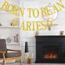 Born to be An Aries Banner, 12 Constellation Zodiac Aries Birthday Party Decoration Supplies, March April Horoscope Astrology Birthday/Baby Shower Decorations Gold Glitter