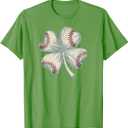 Baseball St Patricks Day Shamrock Sport Mens Boys Teens Kids T-Shirt (Small, Grass Green)