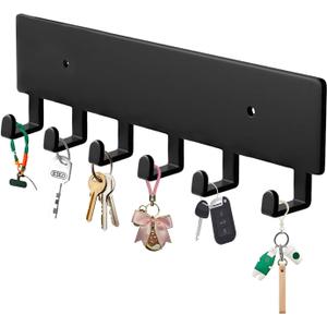 Key Holder Wall Mount with 6 Hooks - Key Rack Organizer for Entryway, Kitchen & Office, Screw-in Mounting 1 Pack 9 Inch