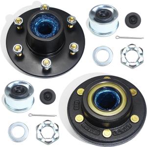 2Sets 6 on 5.5'' Trailer Hub Kits for 5200-6000 lbs 1.25'' to 1.75'' #D42 Tapered Spindle, Pre-Lubricated 25580 15123 Bearings 2.25" ID Grease Seals 6x5.5 Pattern Trailers Idler Hubs Kit