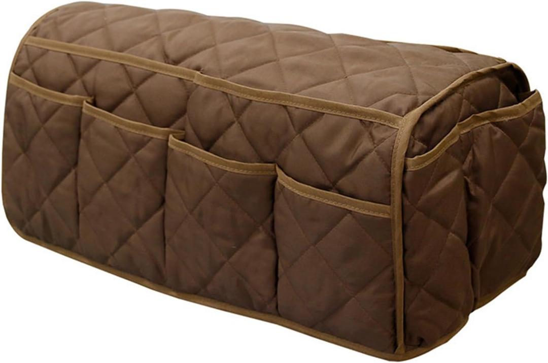 Sofa Armrest Storage Bag, Sofa Arm Hanging Storage Bag, Cotton Sofa Armrest Storage Bag, Waterproof Couch Remote Control Holder Couch Armchair Caddy Accessories for TV Remote Control(Brown)