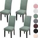 YISUN Dining Chair Covers Set of 4, Stretch Jacquard Chair Cover Parsons Chair Covers Removable Washable Chair Slipcover Protector for Dining Room, Kitchen, Ceremony (Leaves-Sage)