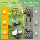 Lawn Aerator Automatic Dirt and Leaf Clean Design,Pre-Assembled 15 Iron Spikes Metal,Soil Lawn Aerating Tools for Yard Lawn and Garden, Lawn Aerator Spikes aerating Tool