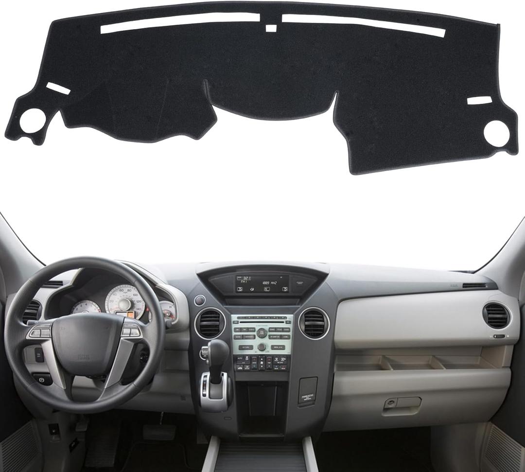Dashboard Cover Custom Fit for Honda Pilot 2009 2010 2011 2012 2013 2014 2015 Dash Cover Mat Pad Carpet Protector (Black)