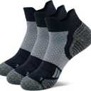 Athletic Ankle Socks for Men & Women - Low Cut Running Socks with Arch & Compression, Cushioned, 3 or 6 Pair Pack (Black)