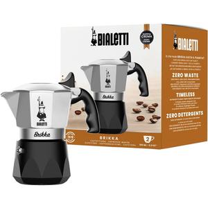Bialetti Brikka Moka Pot - Crema-Rich Stovetop Espresso Maker, Italian Coffee Maker, 2 Espresso Shots (3.4 oz - 100 ml), Black