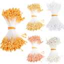 KALIONE 1700 Pcs 3mm Pearl Flower Stamen, Double Heads Flowers Stamens White Flower Stamens for Crafts Flowers Stamen for FlowerMaking Supplies Scrapbook Decoration (5 Colors)