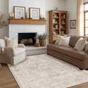 FMFUNCTEX 5x7 Washable Area Rug Neutral Vintage Beige Distressed Non Slip Low Pile Traditional Indoor Carpet for Living Room Bedroom Soft Retro Mat Throw Rug for Dining Office Kitchen Dorm Entryway