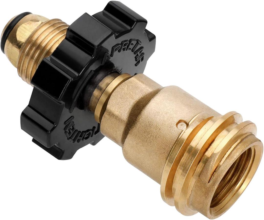 100lb Propane Tank Adapter, Universal Fit POL Propane Tank Adapter Converts POL to QCC1, LP Tank Adapter Old to New Connection Type, Solid Brass
