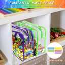 6 Packs Large Toy Storage Bags with Labels, Reusable Clear PVC Board Game Storage, Travel Waterproof Organizer Bags with Zipper for Building Blocks, Puzzle, Kids Books（6 Colors）