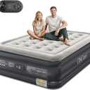 OhGeni Air Mattress Full with Built-in Pump,18'' Comfortable Blow Up Colchones Inflables Mattress for Home,Guests,Foldable,Portable Bed for Adults,Durable Airbed Supports Up to 600 lbs,Black