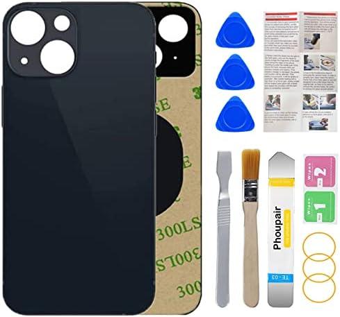Phoupair OEM Rear Back Glass Replacement for iPhone 13 6.1 Inches with Professional Repair Tool Kit (Midnight/Black)