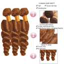 #30 Brown Bundles Human Hair Loose Wave Bundles 24 26 28 Inch Brazilian Color #30 Bundles Light Brown Loose Wave Bundles Hair Extensions