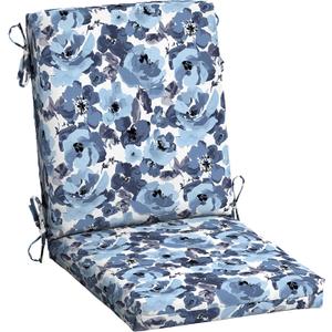 Arden Outdoor Patio Dining Chair Cushion, 20x44, Rain-Proof Seat Pad, Fade-Resistant Outdoor Cushion Blue Garden Floral