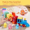 Toddler Learning Toys for 2 3 Year Old-Counting Matching & Sorting Activity Montessori Train Set with Farm Animals Finger Puppets Keys to Lock and Unlock Barn Birthday Gift for Boys Girls 2-5, 20.5 cm x 30.5 cm x 8 cm