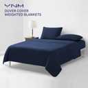YnM Exclusive Cotton Duvet Cover for Weighted Blankets with 16 Strings (Navy, 60"x80")