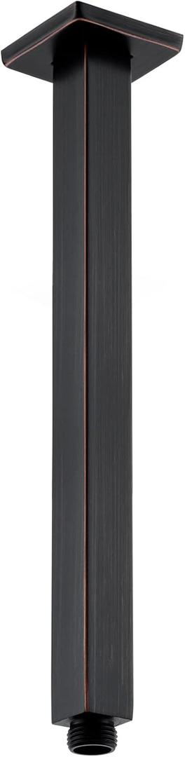 BESTILL 12 Inch Oil Rubbed Bronze Ceiling Mount Shower Arm and Flange, Square Rain Shower Head Arm