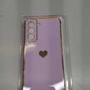 LeYi for Samsung Galaxy S21 FE Case: with Tempered Glass Screen Protector [2 Pcs]+ Full Camera Lens Protection,Love Heart Plating Girly Cute Luxury Soft TPU Shockproof Case for S21 FE,Purple