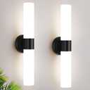 Meybiok Wall Sconces Set of Two, Modern Bathroom Sconces Wall Lighting with Milky White Glass, Matte Black Sconces Wall Decor Set of 2 for Bathroom Mirror Bedroom Living Room Hallway