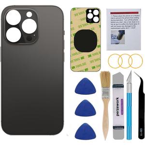 OEM Rear Back Glass Replacement Compatible with iPhone 14 Pro Max 6.7 inches (Space Black) with Reparing Toolkit and Pre-Installed Adhesive