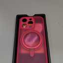 CANSHN 360° Spin Magnetic Stand for iPhone 15 Pro Case [Full Camera Protection] [Compatible with Magsafe] [Translucent Matte] Shockproof Protective Kickstand Phone Cover 6.1" - Hot Pink