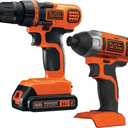 BLACK+DECKER 20V MAX Cordless Drill and Impact Driver, Power Tool Combo Kit with Battery and Charger (BD2KITCDDI)