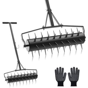 Seeutek 23 Inch Rolling Lawn Aerator - Upgraded Heavy Duty Aerator Lawn Soil Penetrator Spikes w/ 3 Adjustable Height Handles, Manual Aerator Lawn Tool for Garden Yard