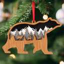 Adecortalk Christmas Bear Ornaments Wooden Bear Hanging Christmas Tree Ornament Decorations Winter Wooden Bear Lover Gifts for Women Men Xmas Tree Bear Lover Indoor Home Office Xmas Holiday Decor