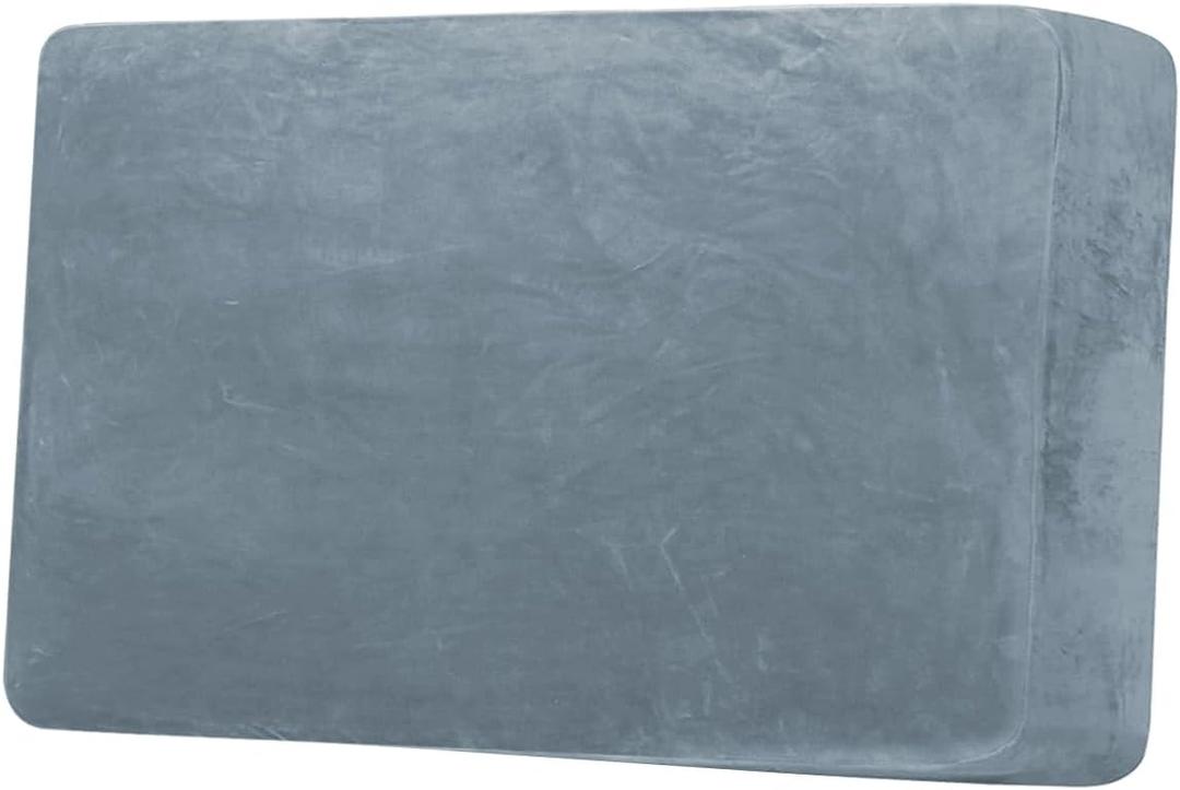 H.VERSAILTEX Velvet Stretch Individual Couch Cushion Cover Plush Slipcover for Loveseat & Sofa Seat Cushion Furniture Protector Seat Cover (1 Piece Loveseat Cushion Cover, Stone Blue)