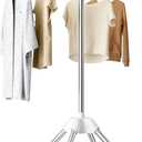 Abiglifty Rotatable and Foldable Clothes Drying Rack, Space Saving Free Standing Laundry Drying Rack for Indoor, Balcony, 1 Layer