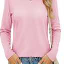 MAGCOMSEN Women's Long Sleeve Shirts Casual Crew Neck T-Shirt 2025 Basic Fall Tops Classic-fit Tee Breathable Cotton Top (S)