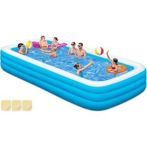 Large Inflatable Swimming Pool - GISAEV 145" x 74" x 22" Oversized Family Blow Up Pool for Adults & Kids, Sturdy Thickened Backyard Kiddie Pool, Easy Setup & Portable (145 Pale)