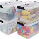 5 Liter Clear Storage Box, 4-Pack Plastic Latching Box with Lid