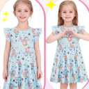 Girls' Casual Dress,Soft Cotton Kids Short Sleeve,Breathable A-Line Teen Sundress Size 2T 3T 4T 5 6 7 8 9 10 12 13