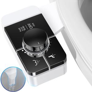 Bidet Attachment for Toilet, Ultra-Slim, Self Cleaning, Dual Nozzle, Feminine & Posterior Wash, Fresh Cold Water Sprayer, for Existing Toilets Seat, Baday Beday Badette Bedette, Black
