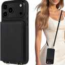 LOHASIC for iPhone 17 Pro Max Crossbody Wallet Case, RFID Blocking iPhone 17 Pro Max Case with Card Holder, 4 Card Slots & 2 Cash Pockets, Leather Case for Women Girls, Black