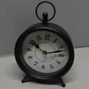 Vintage Black Table Clock on Stand, Decorative Desk and Shelf ClockDecorative Battery Operated Table Top Clock for Living RoomSilent Non-Ticking(Small) (8.7"H)