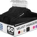 ZOBER Black Velvet Hangers 50 Pack - Clothes Hangers, Coat Hanger for Pants & Dress Clothes - Non Slip w/ 360 Degree Swivel, Holds up to 10 lbs - Strong Felt Hanger for Clothing
