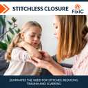 Fixic Butterfly Bandages - 2-Types Zip Wound Closure Strips - Ideal Wound Closure Kit - Sutures Free Butterfly Stitches Bandage - Stitches Kit with 4 Bandages, 4 Pads, and 4 Wipes Included!