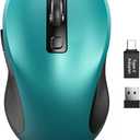 Trueque Wireless Mouse for Laptop, 2.4GHz Ergonomic Computer Mouse with Back & Forward Buttons, 3 Adjustable DPI Levels, 6 Buttons, Optical USB Cordless Mice for Windows PC, M01 (Teal)