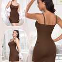 Women Full Slip for Under Dress Adjustable Strap Slip Dress Sexy Lace Soft Slips Nightgown Lingerie Dress (Brown, XXL)