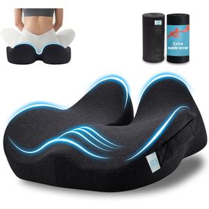 Memory Foam Seat CushionErgonomic Office Chair CushionCoccyx Cushion for Tailbone Pain Relief Butt Pillow for Long SittingSuitable for Gaming Chair Car Seat Wheelchair (Black)