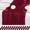 14 Pack Burgundy Cheesecloth Table Runner 17x108 Inch Semi Sheer Boho Gauze Cheese Cloth Fabric Table Runners, for Wedding Party Baby Shower Birthday Home Decor Garden Farmhouse
