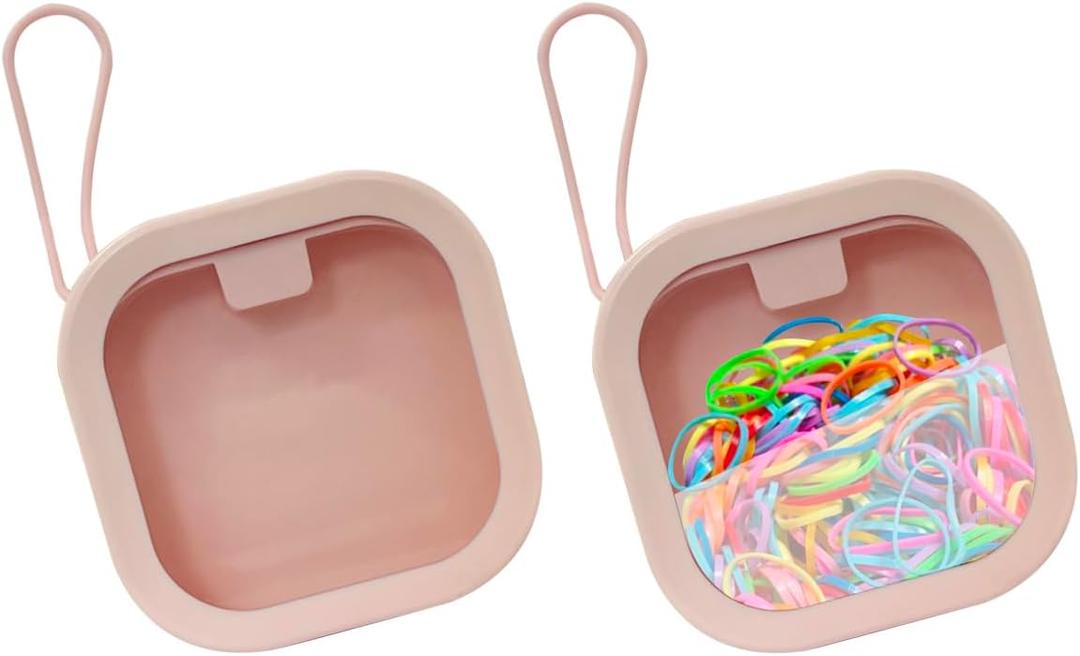2 Pack Hair Tie Organizer BoxesPortable Travel Hair Accessory Storage Organizer for Girls Womens Hair Tie , Cotton Swab ,Small Items Accessories Holder Containers