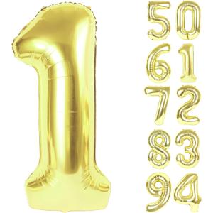 40 Inch Champagne Gold 1 Balloon for First Birthday, Light Gold 1st Number Balloons Birthday Decorations for Girl Kids Toddler Baby, One Giant Number 1 Balloon